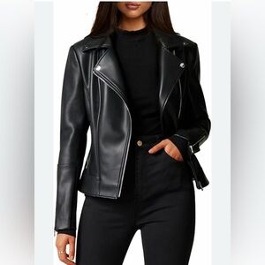 INC International Concepts Women's Sleek Black Leather Jacket